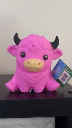 Pink Highland Cow Rubber Squeeze Toy