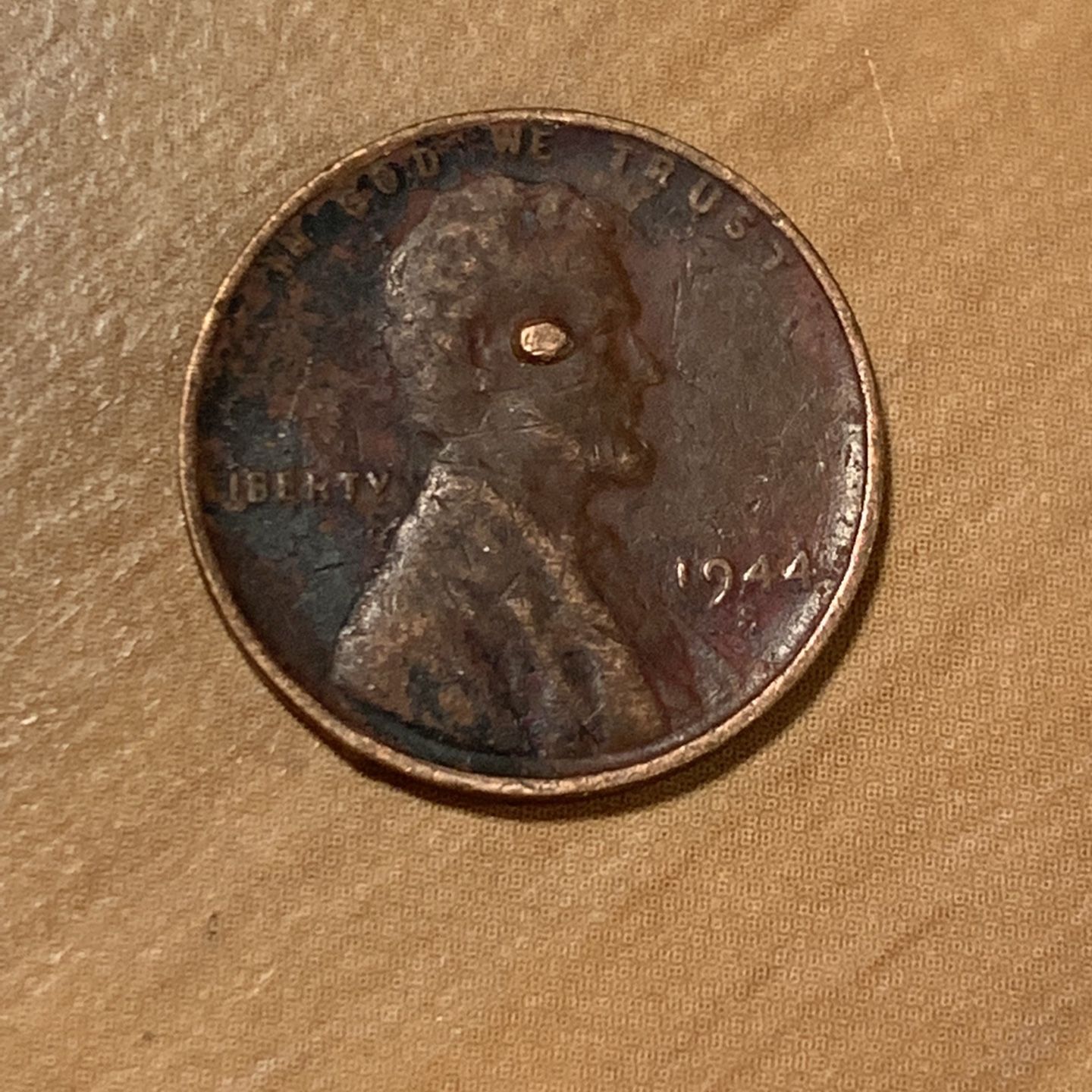 1944-S Lincoln penny very large die chip Error