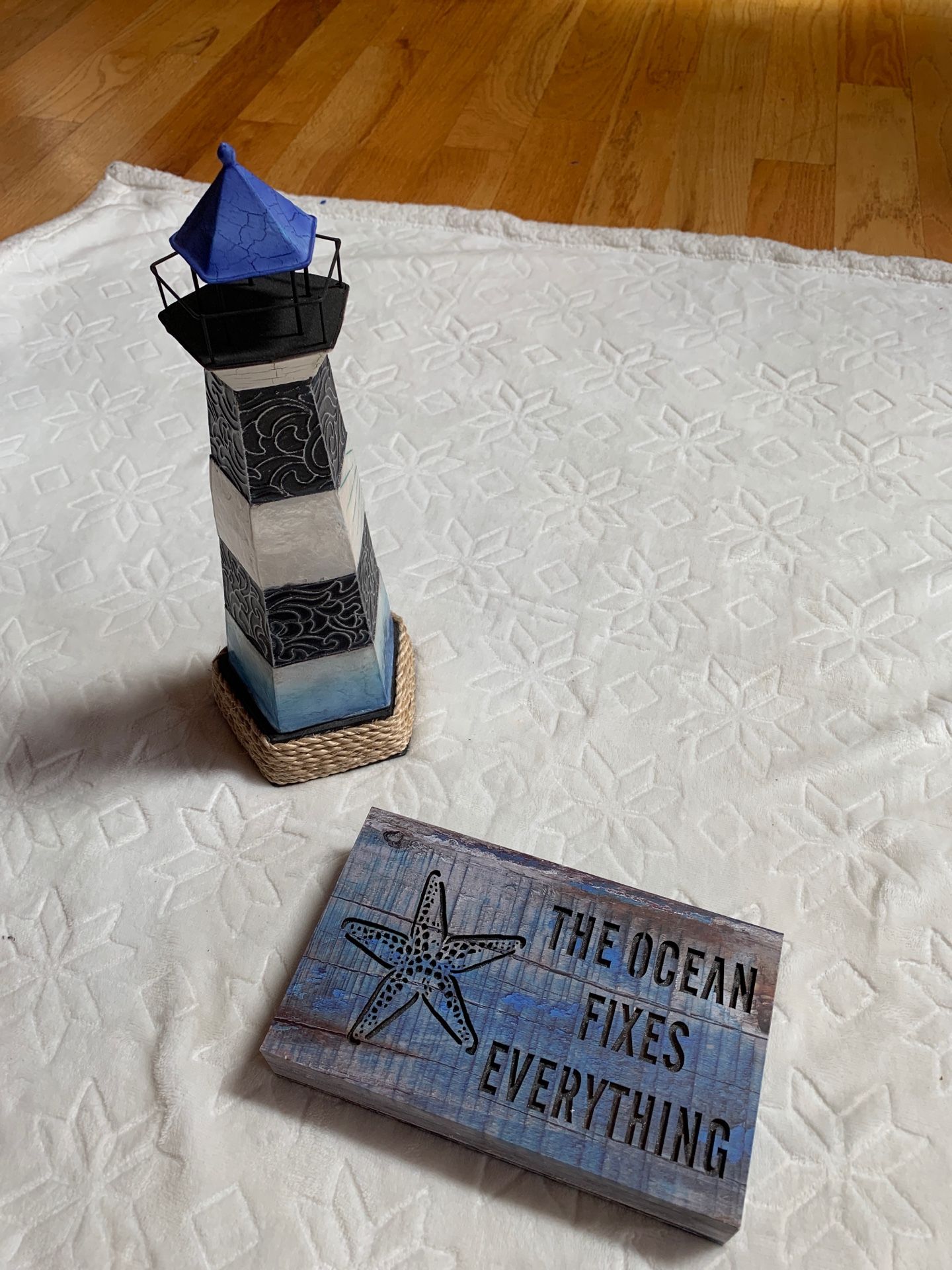 Lighthouse and light up sign