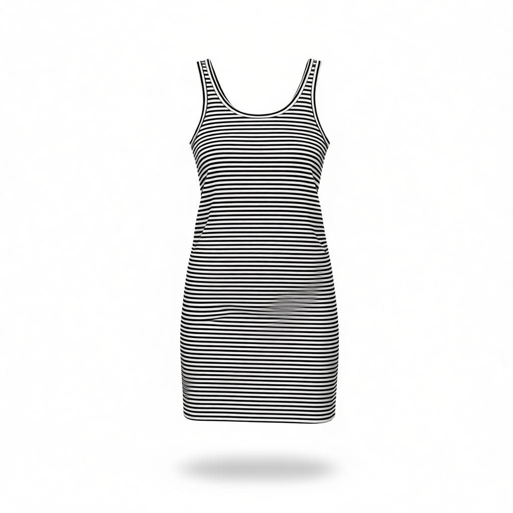 H&M Black & White Striped Stretchy Maternity Dress Size Medium