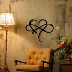Unique Infinity Heart Metal Wall Art - Romantic Love Sign Plaque 