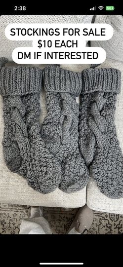 Grey Knitted Christmas Stockings