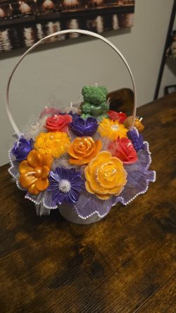 Handmade Floral Candle Basket