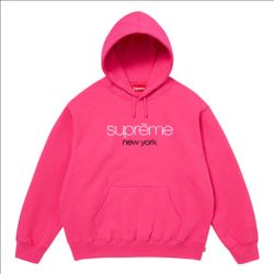 Supreme Classic Logo Hooded Sweatshirt Bright Fuchsia SS26 | Gently used in great condition