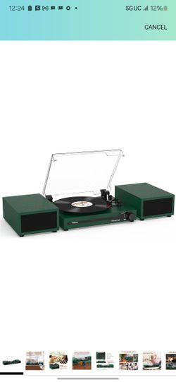 LP&No.1  Vintage Turntable Darkgreen Color And Bluetooth 