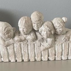 Vintage Austin Sculpture Hanging Out by Lydia Jordan 1987 Children at Fence 