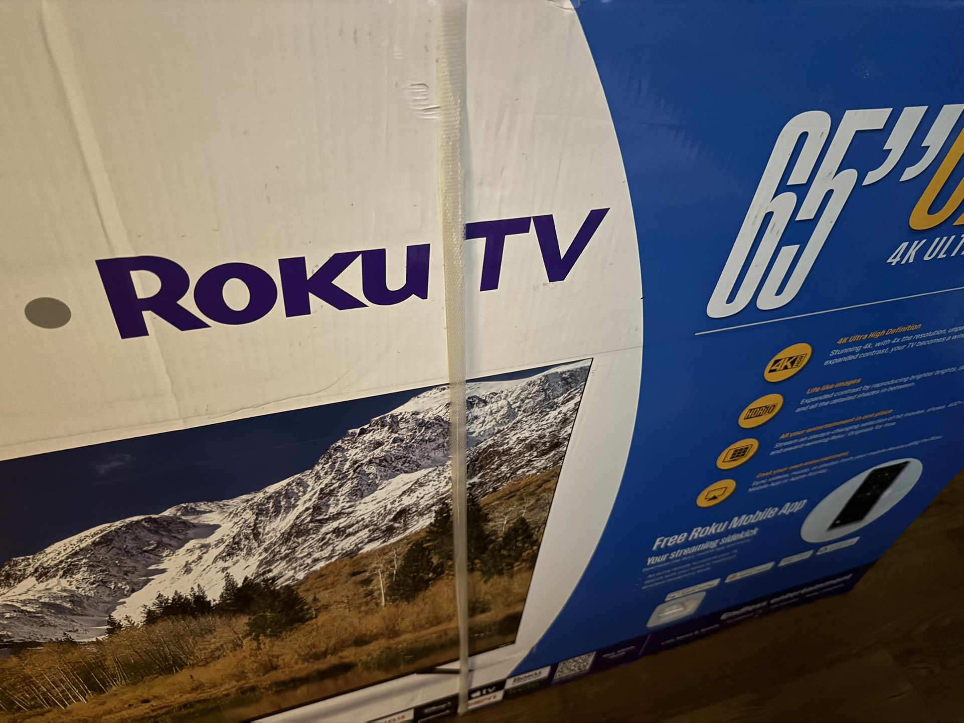 Brand New 65 Inch Roku Tv. 4k Ultra Hd
