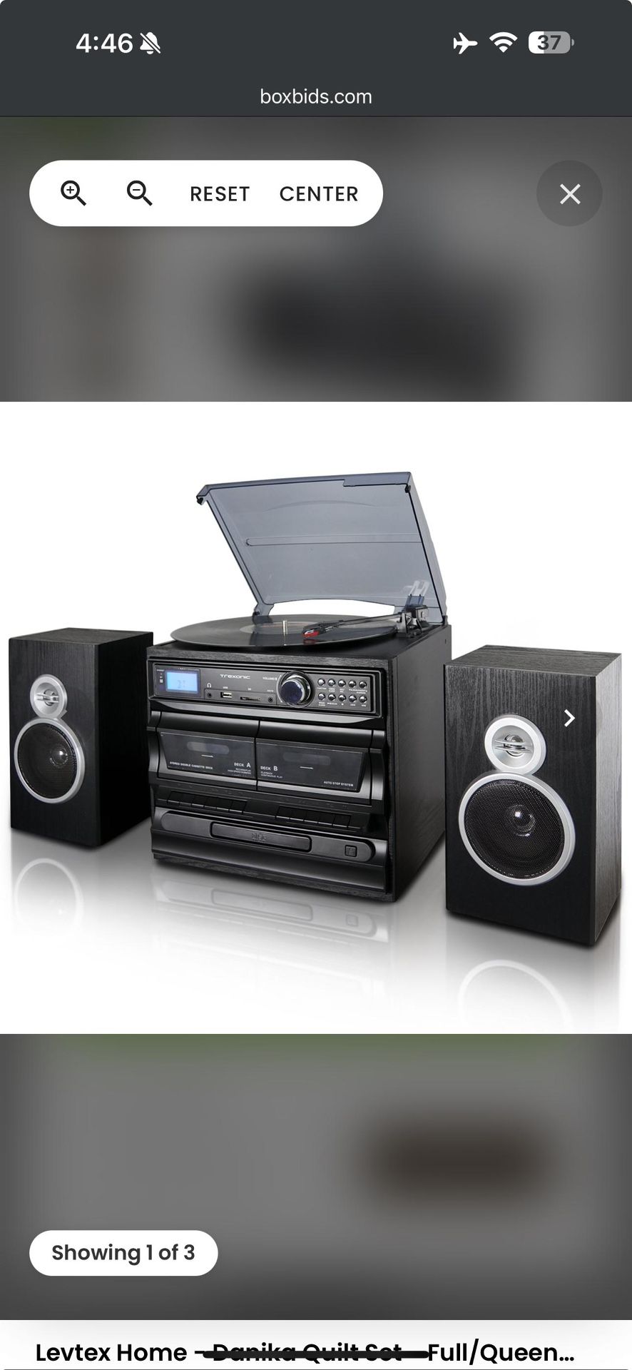 Trexonic Trx-811Bs-Rb 3-Speed Turntable Cd Player Dual Cassette Bt Fm Radio