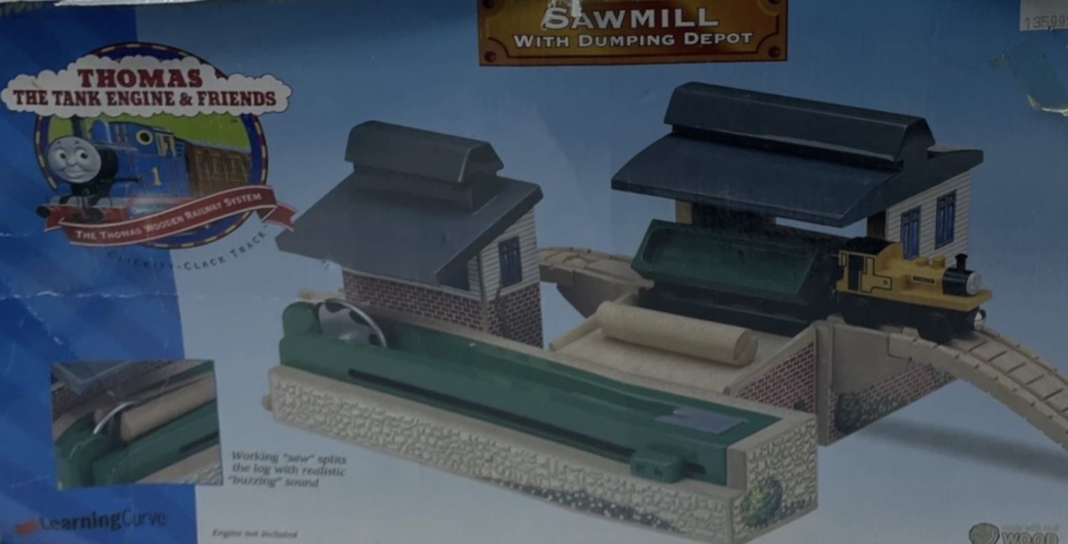 SODOR SAWMILL DUMPING DEPOT ! THOMAS FRIENDS WOODEN RAILWAY TRAIN w/ Ramp Track