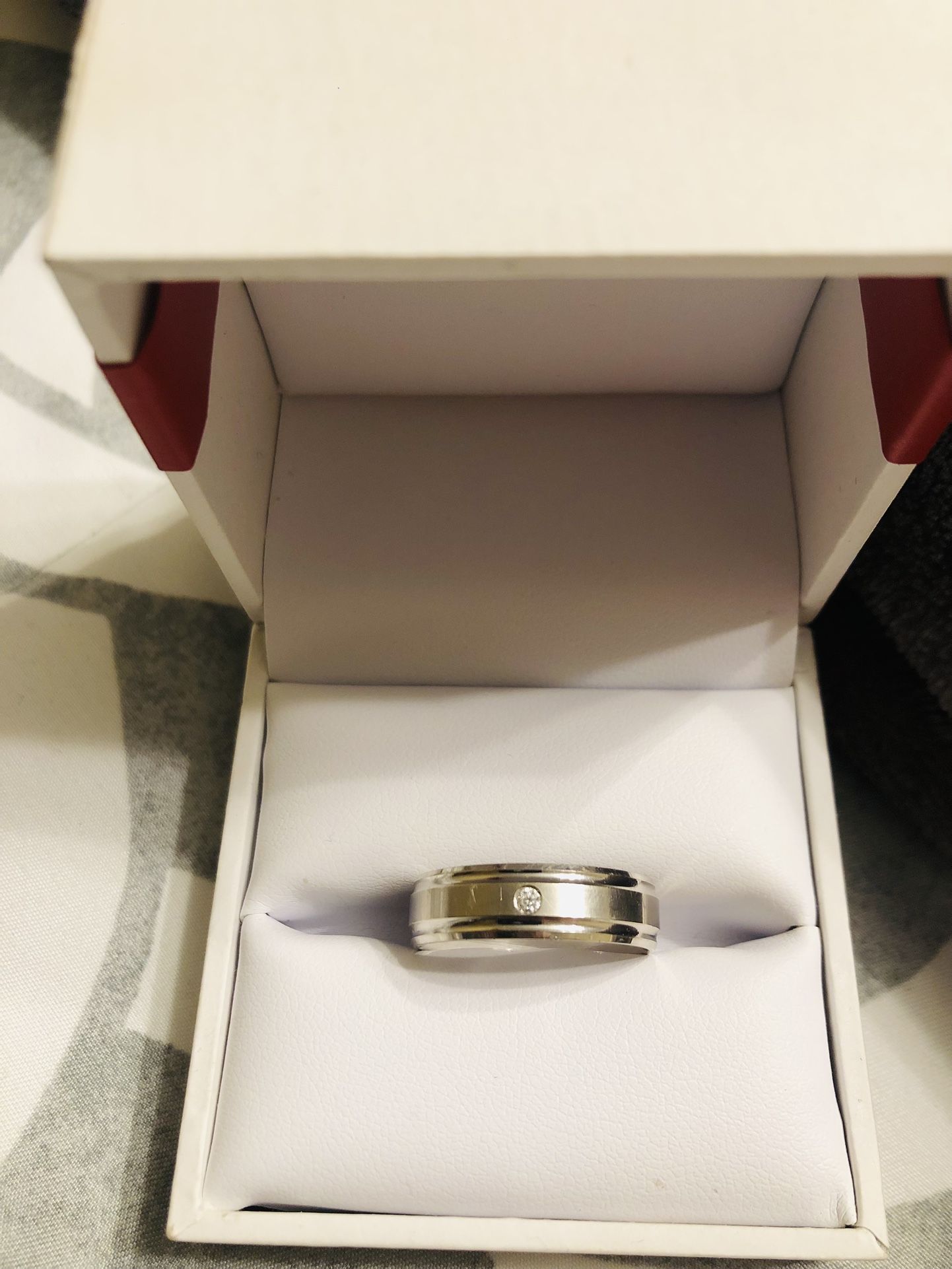Mens Engagement Wedding Band 14k White Gold MALO