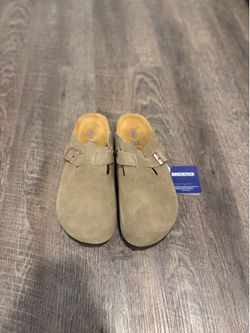 Birkenstock Boston Clogs Taupe Suede Size 42