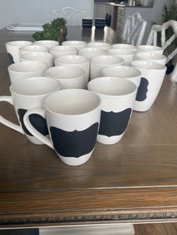 21 White Mugs With Chalk Board Label