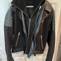Kooples Leather Jacket/Hoodie L