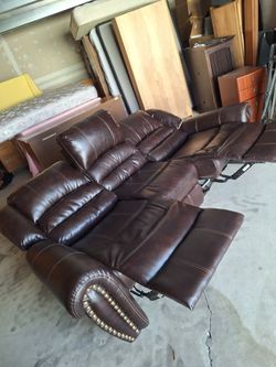 Lather Sofa Recliner Dark Brown