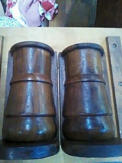 Canon bookend set solid wood very old