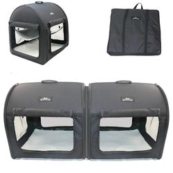 NWOB Soft Dog Cat Crate The Portable 2-in-1 Double Travel Kennel Tube Carrier for All Pets Car Seat Ready

