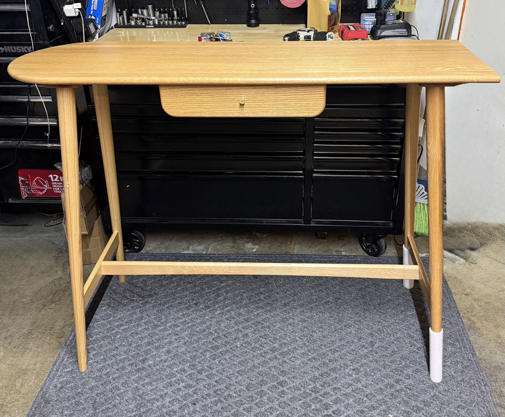 Solid Oak Wood Sofa Table W/Drawers