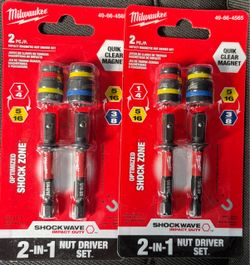 Two for 20 or one for 15 Brand New Milwaukee SHOCKWAVE 2-in-1 Magnetic Nut Driver Set (2-Pack) - 49-66-4565