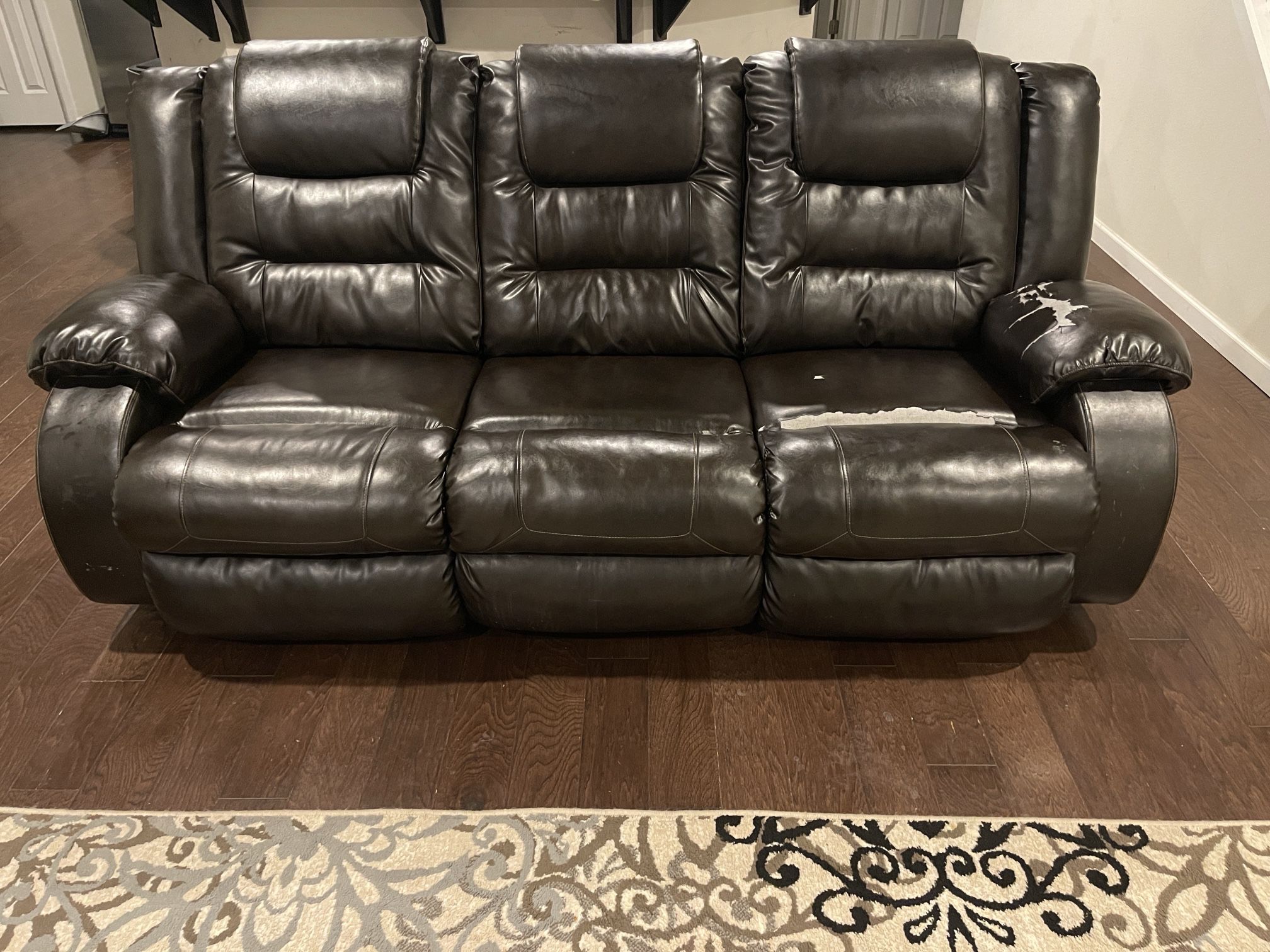Recliner Faux Leather Sofa