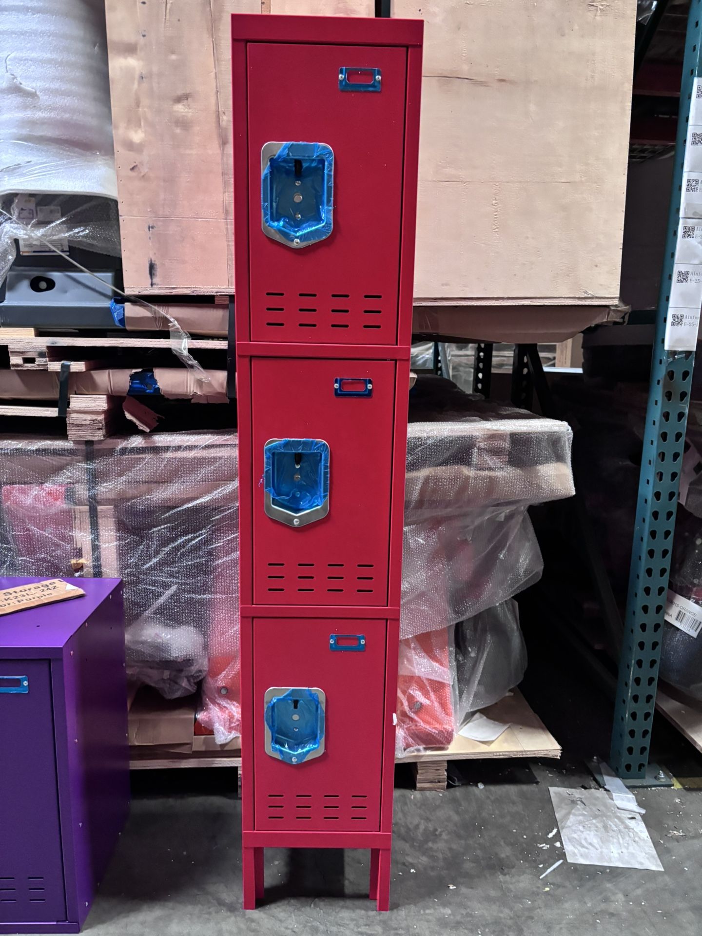 On Sale!! New 66” Assembled Metal Locker 3 Doors for Employee Gym Locker 3 Tier Shelves Storage