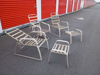 Patio lounge/rocker chairs and foot stools