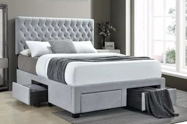 Grey King Bed Frame with Mattress! New