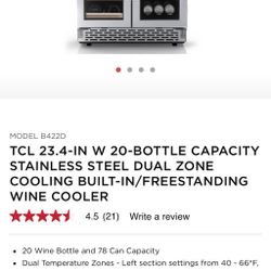 NEW OPEN BOX TCL 24W 20 Bottle Winecooler 