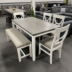 6PC Gray / White Dining Table Set