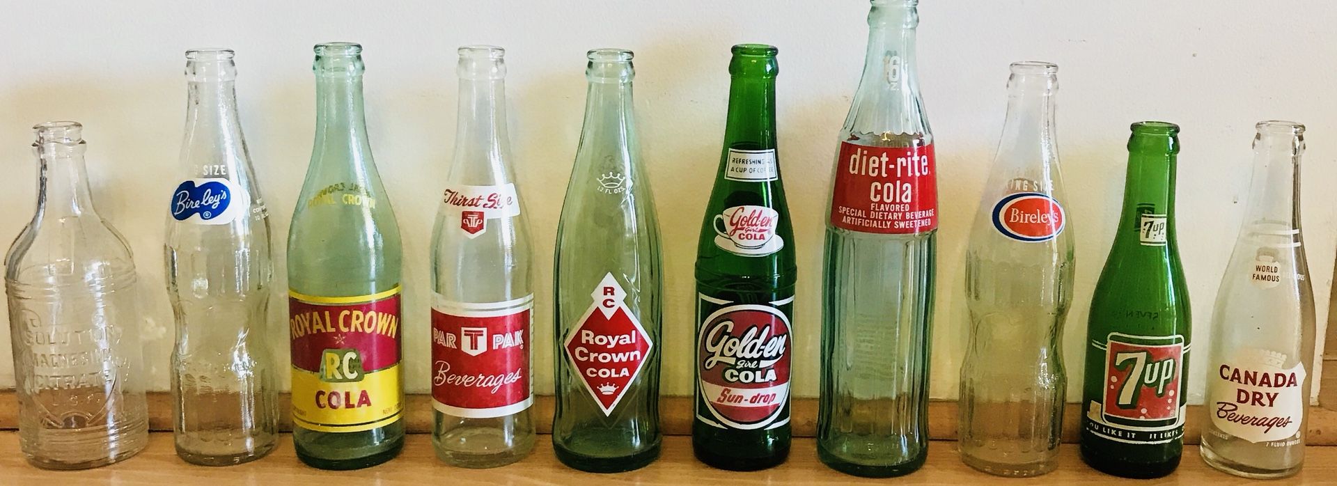 10 vintage soda bottles