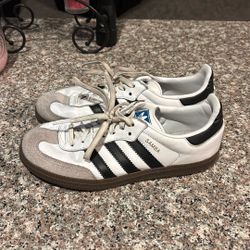 White And Black Addidas Samba Shoes