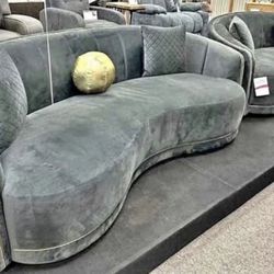 ROUNDED SOFA & LOVESEAT 😍😍 Charcoal Grey & Gold