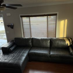 L shaped couch with table and ottoman set 