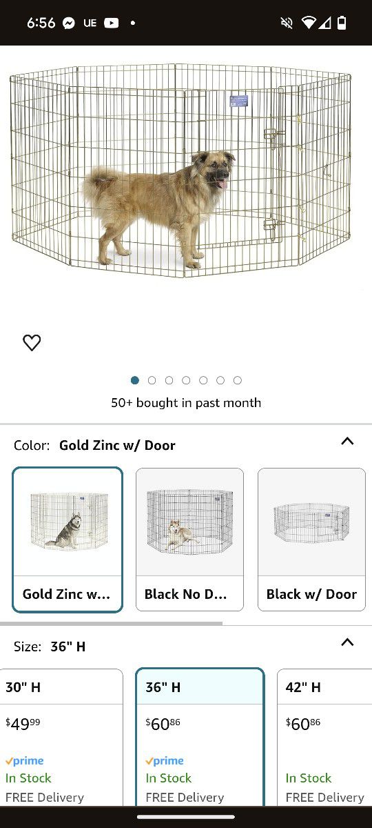 Gold Dog Play Pen 36" Height