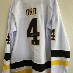 BOBBY ORR SIGNED BOSTON CUSTOM AUTOGRAPHED HOCKEY JERSEY W/COA - XL - 827