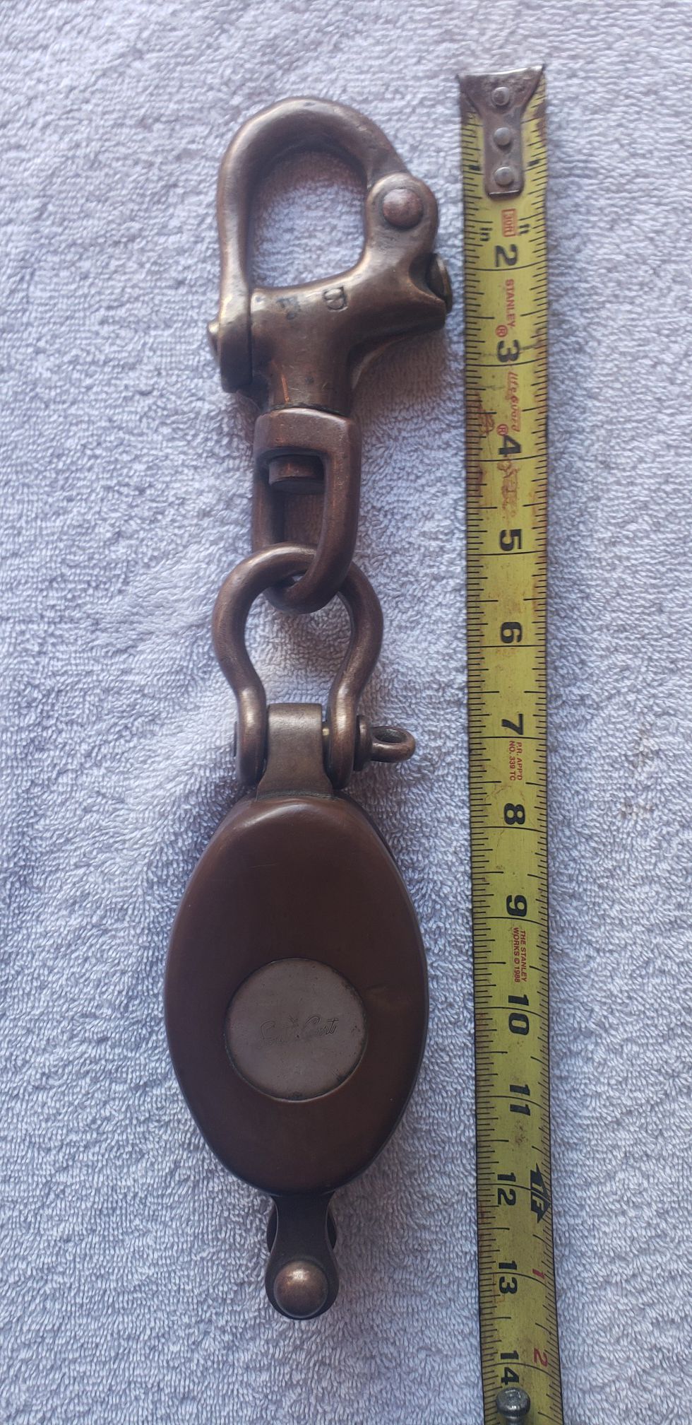 Heavy duty south coast 12.1/2 long Bronze Snatched 5/8 Line sailboat pully