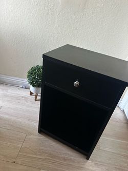 Black Nightstand with Drawer