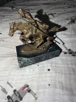 Frederic Remington "Cheyenne" Bronze Sculpture Statue Marble Native American