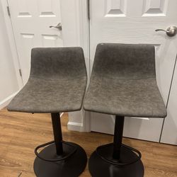 Set Of 2 Grey Bar Stools