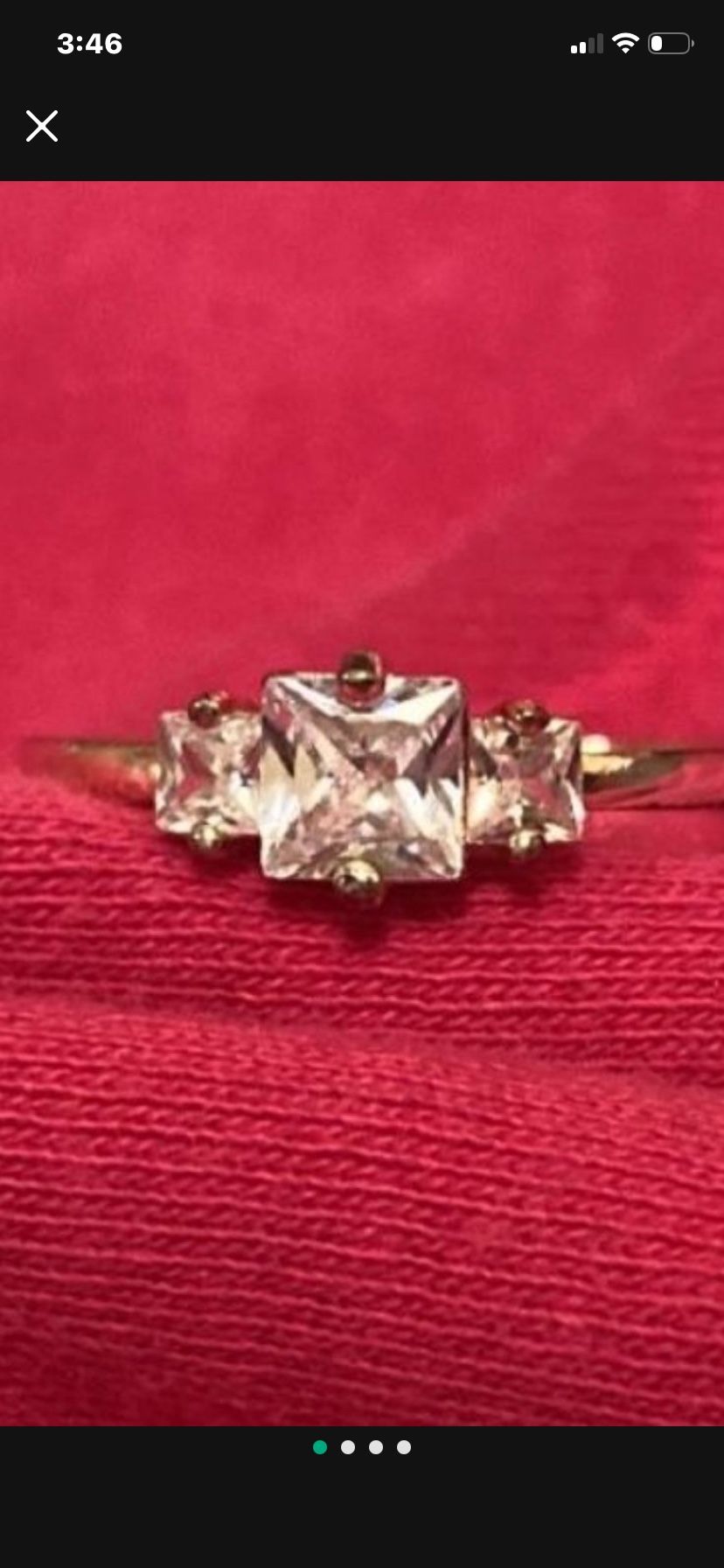 Costume Three Stone Diamond Ring Size 9