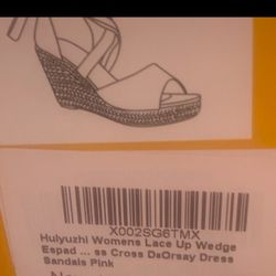 Brand New Pink Wedge Lace Up Sandal
