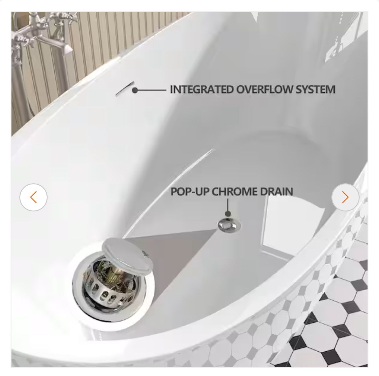 65 in. x 29.5 in. Acrylic Freestanding Flat Bottom Bathtub Soaking with Center Drain Free Standing Bathtub in White