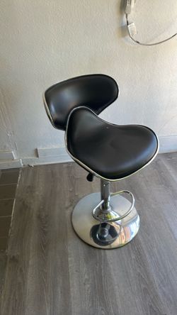Black Faux Leather Adjustable Bar Stool
