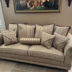 Perfect Condition Gold Sofa With All Pillows 