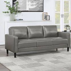 **SUPER SALE** New Faux Grey Leather Sofa and Matching Loveseat!