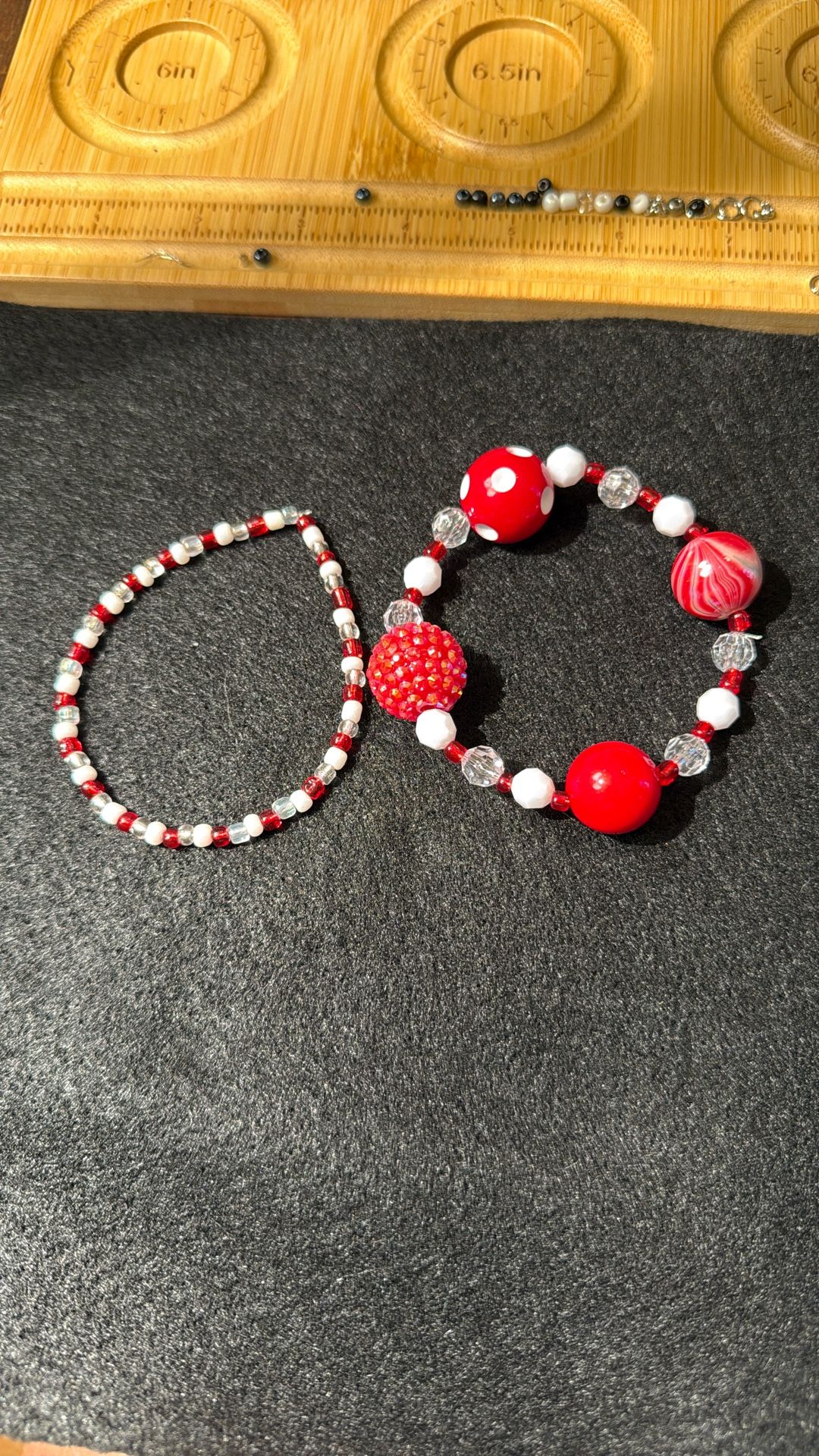 Red And white bracelet Set