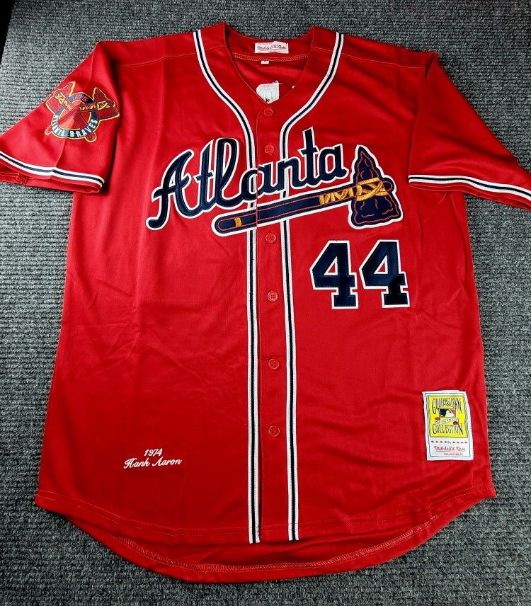 Atlanta Braves Hank Aaron Red Baseball Jersey Stitched And Sewn. New. Medium, Large, XL,2XL