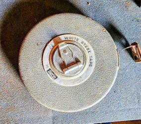 Vintage Lufkin White Steel 50 FT Tape Measure
