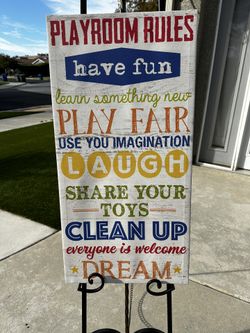 Playroom Rules Canvas Wall Art