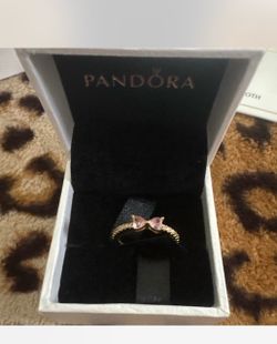 Pandora Gold Ring with Pink Bow