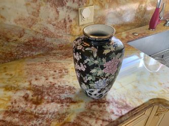 Vintage Chinese Embossed Cherry Blossom Design Vase, Gorgeous Piece of Asian Art, Stamped On The Bottom. Pick Up Only. Cash Only.